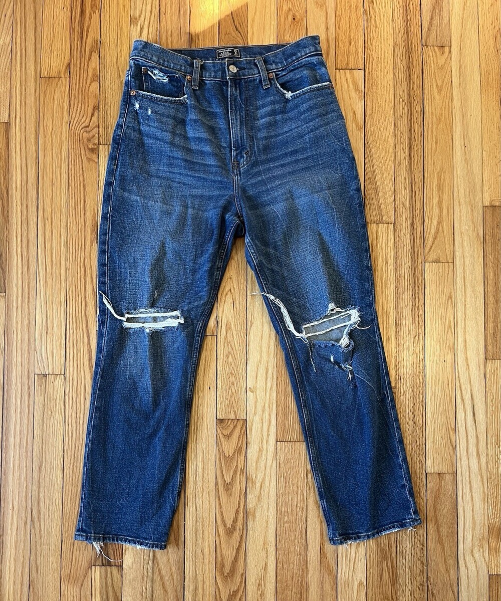 Abercrombie & Fitch Jeans Womens 29/8 Straight Ultra High Rise Distressed Blue